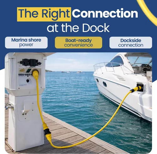 Vista 3 de Adaptador de corriente de 30 amperios macho a 50 amperios hembra, 18 pulgadas, 125 V macho a 125/250 V hembra adaptador de coleta de barco marino