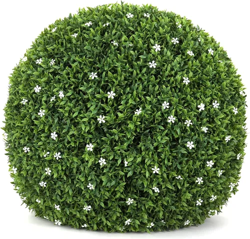 Vista 39 de 3rd Street Inn Bola topiaria XL Baby's Breath - Juego de plantas artificiales - Decoración de fiesta de boda para interiores y exteriores - Esfera