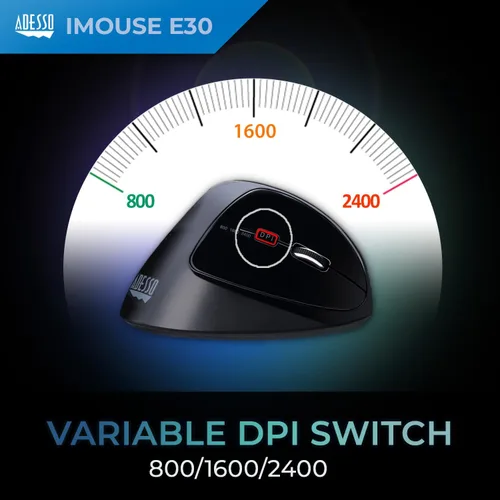 Vista 4 de Adesso Imouse E30-2.4GHz Ratón ergonómico vertical inalámbrico para diestros, color negro