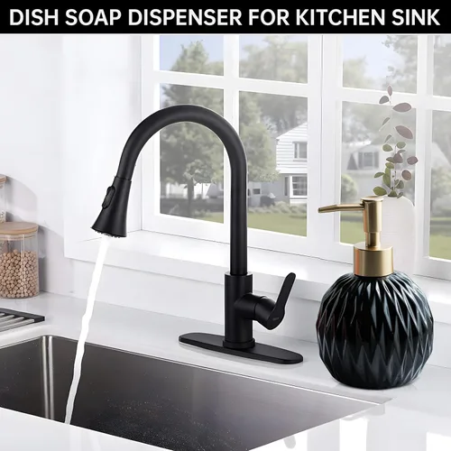 Vista 2 de Ceramics - Dispensador de jabón dorado para baño, dispensador de jabón de alivio para fregadero de cocina, botella de jabón líquido recargable