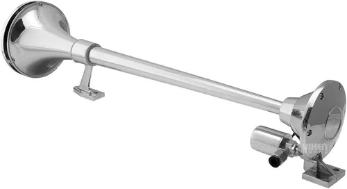 Vista 5 de Vixen Horns Bocina de tren para barco/camión/automóvil. Bocina de aire impermeable cromada doble trompeta + cubierta. Db súper fuerte. Acabado