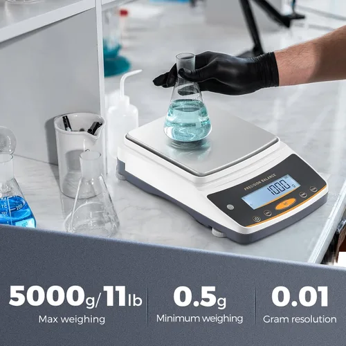 Vista 2 de Bonvoisin Báscula de laboratorio: 176.37 oz x 0.00 oz, báscula digital recargable con interfaz RS232, precisión de 0.00 oz