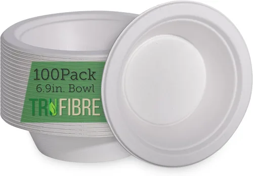 Vista 8 de Tazones de sopa desechables para alimentos calientes, paquete de 100, cuencos de papel de 12 onzas, bagazo compostable resistente, cuencos