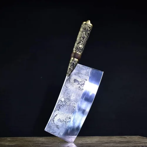 Vista 2 de Meat knife Cleaver, 8inch Hand Forged Meat Cleaver Sharp Blade Kitchen Knife China Longquan Kitchen Knife Kitchen Slicing Knife Cooking Tools