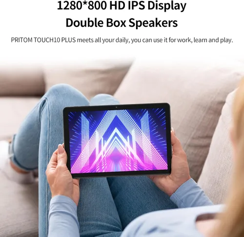 Vista 5 de PRITOM Tablet Android 15 de 10 pulgadas, Octa-Core, WiFi 5Ghz, pantalla IPS HD, tabletas de 64 GB con teclado, una funda personalizada, cargador