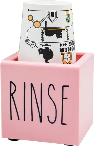 Vista 10 de Dispensador de vasos de papel Dixie de acrílico negro, portavasos desechables con organizador de enjuague, portavasos de 3/5 oz, organizador