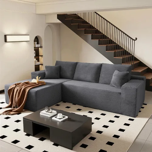 Vista 48 de AUGOP Sofá modular moderno de 96 pulgadas para sala de estar, sofá modular con sofás en forma de L, sofá tapizado sin hueso, sofá seccional con Negro