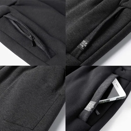 Vista 4 de FASKUNOIE Pantalones de forro polar de invierno para hombre, pesados y cálidos, con forro de sherpa, pantalones deportivos para correr con bolsillos