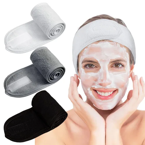 Vista 16 de Whaline Diademas faciales de spa, 3 piezas, diadema de tela de toalla suave y ajustable para lavado de cara, ducha, cubierta facial, yoga