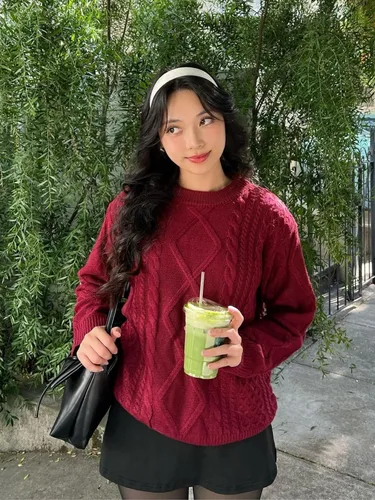 Vista 10 de Aelfric Eden Oversized Knit Sweater Solid Vintage Pullover Unisex Woven Crewneck Knitted Tops