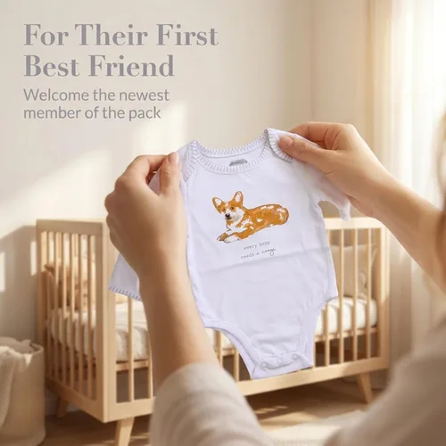 Vista 2 de Mud Pie Babero y oruga con estampado de perro Bulldog, Corgi