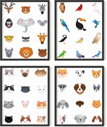 Vista 14 de Haus and Hues - Juego de 4 impresiones artísticas de animales para guardería, decoración de pared para niños y niñas, decoración de habitación