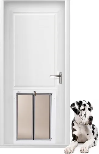 Vista 7 de Plexidor Performance - Puertas para mascotas con cerradura y llave, eficiencia energética, dos paneles, color blanco