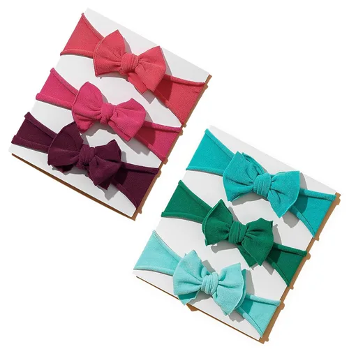 Vista 9 de 6 diademas de nailon para bebé, lazos elásticos para el pelo Tianhoudeger Double Layer Baby Bow Super Soft Elastic Hairbands Hair Accessories Gift