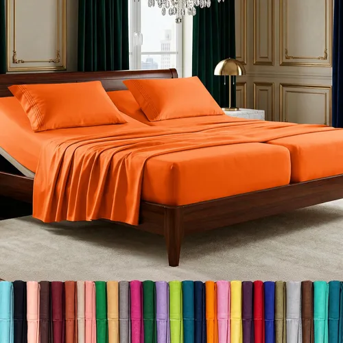 Vista 106 de Elegant Comfort Lujoso juego de sábanas de microfibra de alta calidad 1500 hoteleras bordadas de tres líneas más suaves de 4 piezas, resistente a