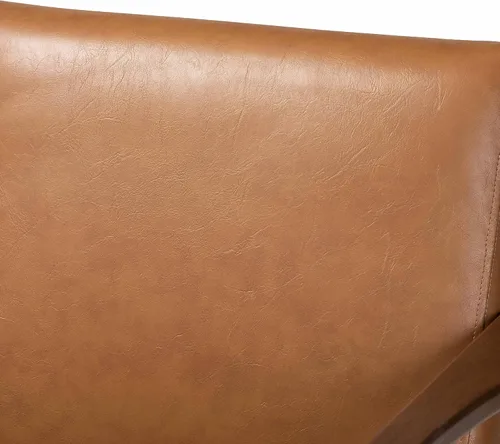 Vista 7 de Baxton Studio Bianca Mid-Century - Sillón moderno con acabado de madera y piel sintética color marrón nogal