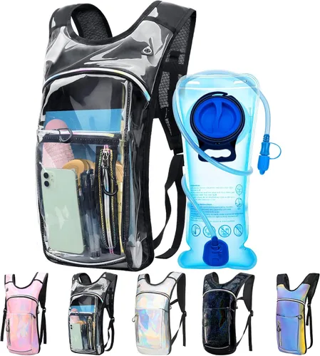 Vista 9 de Mochila de hidratación, mochila de agua con vejiga de agua de 2 L, paquete de hidratación esencial para festivales y rave, aislamiento ligero