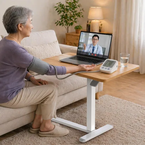 Vista 2 de SHW Escritorio móvil para portátil de altura ajustable con elevación