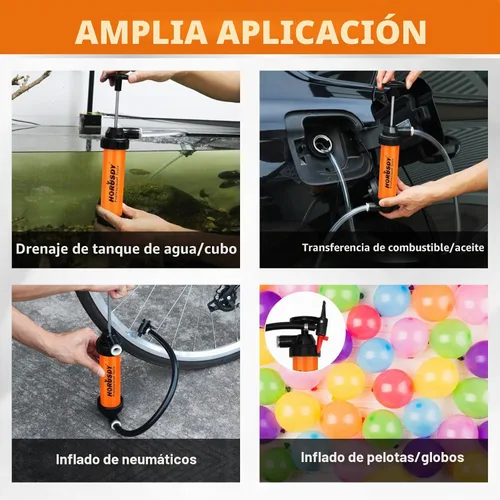 Vista 8 de Kit de bomba de transferencia de sifón multiuso HORUSDY Bombas de combustible manuales de mano para gas, aceite, agua con manguera de aire, bomba