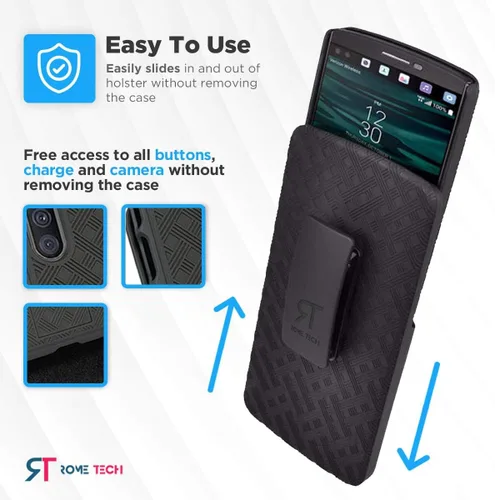 Vista 4 de Funda diseñada para LG V20 con funda de clip para cinturón Combo de funda resistente y funda protectora para teléfono con textura antideslizante