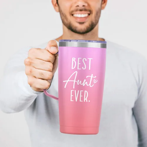 Vista 3 de SANDJEST Mejor Taza para Tía Taza de Tía con Asa 20oz Acero Inoxidable Taza de Café Aislada para Viaje Regalos para Tías de Sobrina Sobrino Regalo