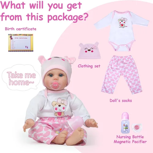 Vista 6 de Kdudgso Muñecas de bebé Reborn para niña de 22 pulgadas, muñeca de bebé de silicona realista, muñecas de bebé de la vida real hechas a mano, cuerpo