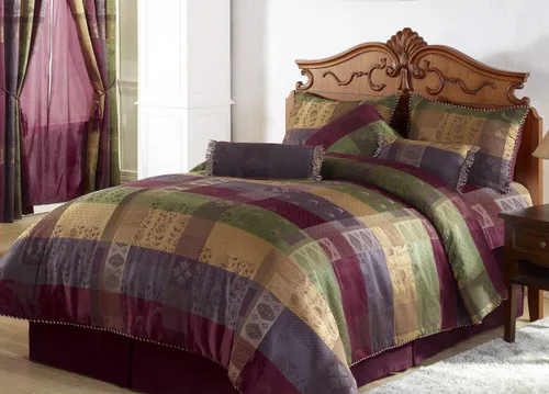 Vista 4 de Chezmoi Collection Juego de edredón de retazos jacquard Gitano multicolor de 7 piezas, ropa de cama tamaño King