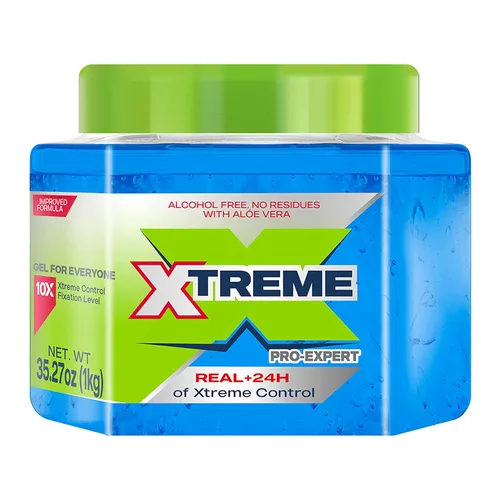 Vista 2 de Xtreme Pro-Expert Blue Styling Gel para el cabello, 35.27 onzas, paquete de 2 Sin alcohol, control Xtreme las 24 horas, con aloe vera, tarro