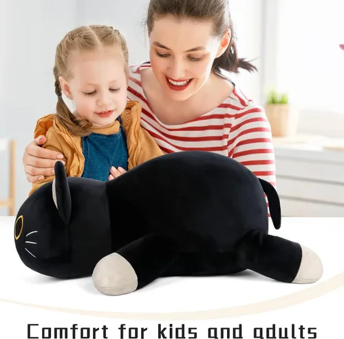 Vista 4 de Wepop Animales de Peluche con Peso de Gato Negro de 24 pulgadas, Almohada de Gato Negro con Peso de 4.2 libras, Animal de Peluche Gigante de Gato