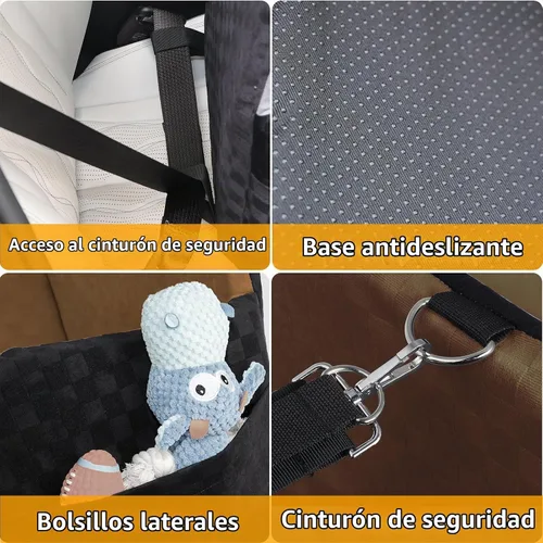 Vista 7 de PETICON Asiento de coche impermeable para perros pequeños y medianos Marrón