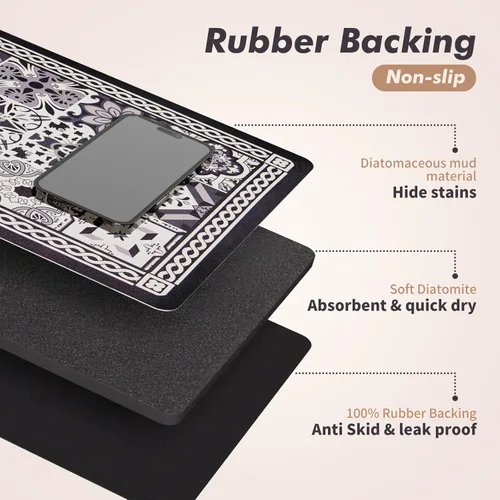 Vista 4 de Tapete de Café, Tapete de Secado de Platos Estilo Bohemio, Absorción Rápida de Agua, Oculta Manchas, Fácil de Limpiar, Se Adapta a Accesorios