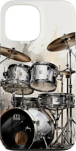 Vista 24 de Vintage Drum Set Drawing Funda para iPhone 17