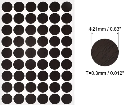 Vista 2 de uxcell Adhesivos para cubierta de agujero de tornillo, 0.827 in de diámetro, de PVC, autoadhesivas, tapas para muebles de madera, gabinete