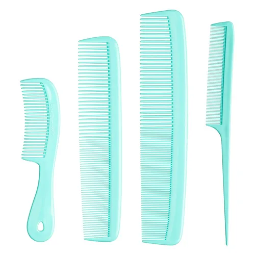 Vista 10 de Mars Wellness Juego de 4 peines profesionales negros – Fabricado en Estados Unidos – Peines de cola fina profesional, peine de peluquería – Grado