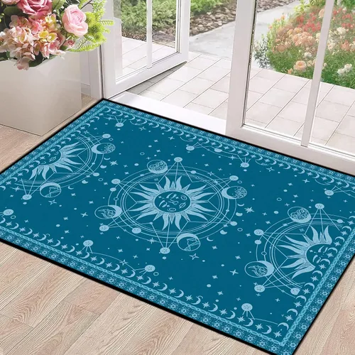 Vista 31 de Alfombra de Sol y Luna Boho Alfombras de Área Celestiales para Dormitorio Residencia Universitaria Sala de Estar Bohemia Oculta Creciente Solar