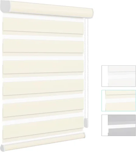 Vista 24 de Changshade - Persianas de cebra personalizadas con cordón, persianas enrollables de cebra con bloqueo de luz (85%) con cordón, persianas enrollables
