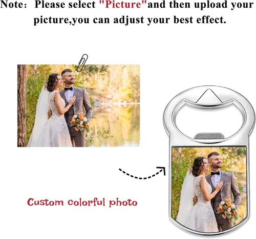 Vista 4 de Abrebotellas con imán de sublimación para nevera, regalos de fotos personalizados, transferencia de calor para recuerdos de fiesta, boda, Bestman