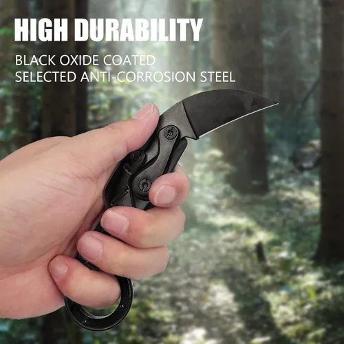 Vista 7 de Cuchillo de supervivencia al aire libre, mini, para camping, con mango de acero inoxidable, multifunción, táctico, para exteriores, herramientas