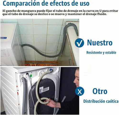 Vista 5 de Soporte para manguera de drenaje de lavadora en forma de U - Gancho para manguera de drenaje en forma de U compatible con mangueras de drenaje