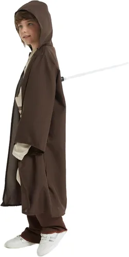 Vista 5 de Conjunto de 5 piezas para niños, disfraz clásico de Halloween para niños y niñas, batas con capucha, versión marrón