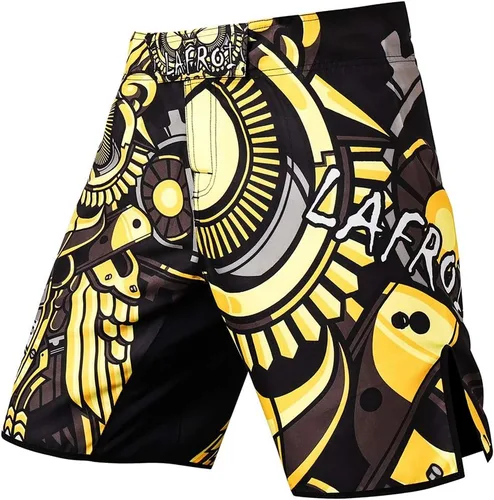 Vista 9 de LAFROI QJK01 Pantalones cortos para hombre, con cordón y 1 bolsillo, para artes marciales mixtas, cross training y boxeo Negro