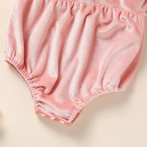 Vista 6 de GRNSHTS Ropa de primer cumpleaños para niña de terciopelo de un año de edad, mameluco de manga larga + diadema, 2 piezas de trajes de pastel