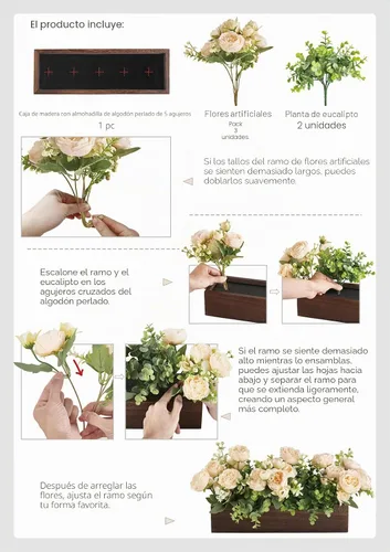 Vista 7 de Dahey Centros de mesa de flores artificiales para decoración de mesa Champán
