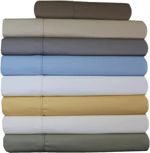 Vista 2 de Solid Blue Top Split King: Sábanas ajustables tamaño King, juego de sábanas de 4 piezas, 100% algodón, 650 hilos, satén, bolsillo profundo