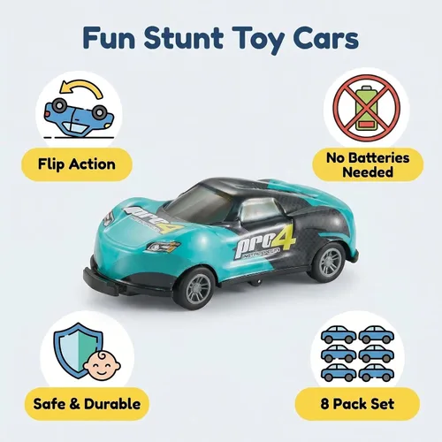 Vista 2 de 8 autos de juguete de carreras de tracción hacia atrás, autos de metal para saltar a troquel para niños de 3 a 6 años, no necesitan baterías, auto