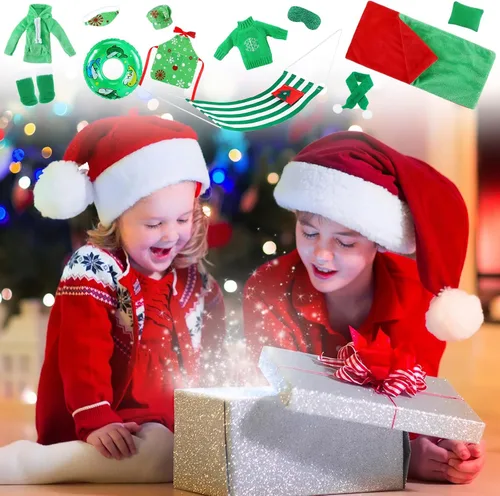 Vista 7 de Bencailor El juego de 12 accesorios de muñeca de Navidad incluye saco de dormir, almohada, bufanda, máscara, parche para ojos, suéter con capucha