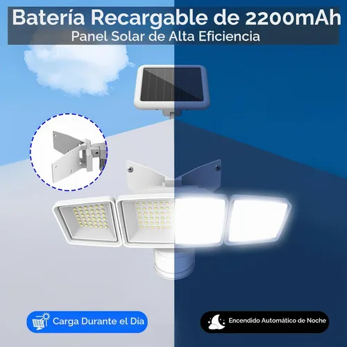 Vista 5 de Energetic - Luces solares para exteriores, 1800 lm, 192 luces LED de seguridad con sensor de movimiento con control remoto, reflector impermeable