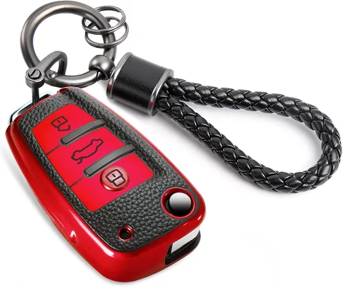 Vista 46 de para llavero de Cadillac con funda de TPU con superficie granulada y cuerda trenzada metálica, funda de llavero mejorada para 2020 en adelante CT4