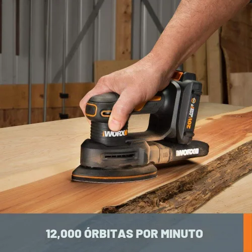 Vista 4 de Worx Lijadora de detalles inalámbrica WX822L Power Share de 20 V 12000 OPM; corner finger attachment; dust collection bag; light 1.8lb; accessory