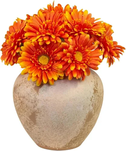 Vista 15 de TOPIA Margaritas africanas artificiales, margaritas africanas, flores de seda, gerberas artificiales, paquete de 10 unidades (negro)